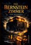„Das Bernsteinzimmer von Solingen. Ein Bergischer Krimi.“ Dunkle Burg mit leuchtenden Fenstern, umgeben von nebliger Atmosphäre., Buch