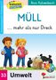 „MÜLL ... mehr als nur Dreck“. Zwei Kinder mit Recyclingmaterialien, viele Müllsäcke und Kartons., Buch