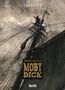 CHABOUTÉ. Herman Melville, Moby Dick. Illustration eines Schiffs mit einer Person im Ausguck, dunkler Himmel und Segel., Buch