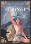 „Milo Manara: Die Odyssee“. Eine Illustration eines jungen Mannes mit Bogen, antiker Stil, stürmische See im Hintergrund., Buch