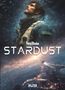 "Perry Rhodan: Stardust". Ein Mann im Raumanzug blickt nach oben, darunter eine leuchtende Weltraumlandschaft., Buch
