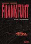 „Frankfurt Band 1 Rattennest“ in roter Schrift vor einer Stadtkarte. Eine rote Ratte ist abgebildet., Buch