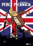 "PERCY PICKWICK", "GESAMTAUSGABE". Comic-Stil: Ein Mann mit Schirm vor Union Jack, im Hintergrund eine Brücke., Buch