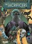 "The Sacrificers Band 4" Illustration: Viele Figuren, darunter ein großer Vogel mit lilafarbenen Handschuhen und maskenhafte Gesichter., Buch