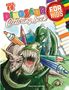 Text: "AGES 4-8", "DINOSAUR Coloring book", "FOR KIDS". Illustration von Dinosauriern mit Buntstiften und Stiften., Buch