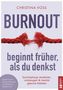 "CHRISTINA VOSS BURNOUT beginnt früher als du denkst. Erschöpfung verstehen, vorbeugen & mental gesund bleiben." 
Eine zerfranste rote Schnur.