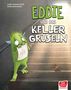 Titel: "Eddie und das Kellergruseln". Ein grünes Monster auf einer Treppe hält ein Bild, daneben eine kleine Spinne., Buch
