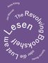Text in Spirale: „Anne König, Jan Wenzel. The Revolving Bookshelf oder die Lust am Lesen. Spector Books“. Hintergrund: lila., Buch