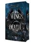 "Wings of Death", "Der Kuss des Todesengels", Franziska Labude: Ein Cover mit Flügeln, Krone und kosmischem Hintergrund., Buch