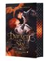 Text: „Darken the Sky“, „Lilien Ortwein“, „Skyrider Academy Buch I“. Zwei Personen in dramatischer Pose, feuriger Hintergrund., Buch