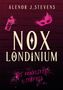 „Nox Londinium, Die komplette 1. Staffel“ auf purpurfarbenem Ziegelhintergrund mit Masken- und Spraydosenillustration., Buch