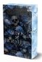 "Season of Frozen Hearts", eine Spendenanthologie. Dunkle Blumen, Totenköpfe und eisige Details in Blau und Schwarz.