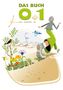 "Das Buch 0.1 Ema Eckhardt KN." Eine Person wandert, umgeben von Blumen, Vogel, Schmetterling und Bergziege., Buch