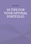 "10 TIPS FOR YOUR OPTIMAL PORTFOLIO" steht in Weiß auf lila Hintergrund, oben "Loren Collar" in Schwarz., Buch