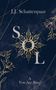 "J.J. Schattenpaar", "SOL", "A You Are Story". Dunkelblauer Hintergrund, goldene florale Verzierungen und geometrisches Muster., Buch