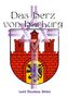 Text: "Das Herz von Harburg", "Lord Nicolaus Dinter". Illustration eines Wappens mit roter Burg und blauem Löwen., Buch