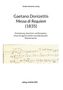 Cover mit Text: "Gaetano Donizettis Messa di Requiem (1835)." Notenblatt und weitere Infos darunter., Buch