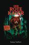 "Der Rote Kater" und "Grusel Groß Niendorf Teil 1". Illustration mit einem riesigen roten Katzengesicht im Wald, zwei laufende Personen., Buch