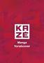Text: "KAZÉ Manga Vorabcover". Illustration in Rot mit großem, stilisiertem Logo und strukturiertem Hintergrund., Buch