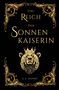 "Das Reich der Sonnenkaiserin" und "C.S. Dupont". Ein Bärenkopf mit einer Krone, umgeben von goldenen Verzierungen., Buch