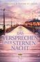 Text: "Emma Cole & Joanne St. Lucas, Das Versprechen einer Sternennacht, Roman, Outer Banks Saga." Ein Steg mit Lichtern bei Sonnenuntergang.