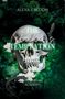 "THE STALKER'S TEMPTATION" und "SHADOWFALL ACADEMY 5". Totenkopf, schwarze Schlange, grüne Blumen im Hintergrund., Buch