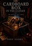 Text: "The Cardboard Box in the Closet: The Memory of a Smile" von Ines Vasku.  
Eine Kiste mit Fotos und Erinnerungsstücken in einem Schrank., Buch