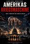 Titel: "Amerikas Kriegsmaschine". Eine riesige Hand steuert Marionettenfäden über dem Kapitol und Militärfahrzeugen., Buch