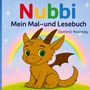 "Nubbi - Mein Mal- und Lesebuch" steht oben. Darunter: Dominic Rosinsky. Ein lächelnder, fröhlicher Drache vor einem Regenbogen., Buch
