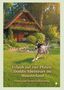 Ein Dalmatiner läuft über eine Wiese, im Hintergrund ein gemütliches, mit Pflanzen umgebenes Holzhaus., Buch