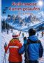 „Stellenweise dumm gelaufen“, Silvio E. Fischer. Zwei Skifahrer vor einer verschneiten Bergkulisse mit Seilbahn., Buch