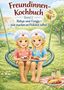 „Freundinnen-Kochbuch Band 2: Robyn und Freyja – Wir machen ein Picknick selbst“. Zwei Mädchen schaukeln mit Tellern voller Essen., Buch