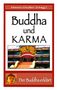 "Buddha und KARMA" in großer Schrift, oben "Menno Doden (Hrsg.)". Bild eines bunten Tempels mit großem Gesicht, unten Buddha Illustration., Buch