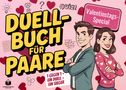 "Duell-Buch für Paare", "Quiz!", "Valentinstags-Special", "1 gegen 1 - Ein Duell - Ein Sieger"; Cartoon-Paar mit Herzhintergrund., Buch