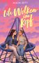 "Lila Wolken im Kopf" von Alicia Zett. Zwei Frauen sitzen lächelnd auf einem Karussell vor violettem Himmel., Buch
