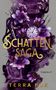 „Schattensaga“, „Terra Fox“, „Timeout“. Dunkle Blumen, eine Taschenuhr und ein Dolch auf grauem Hintergrund., Buch