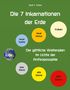Grüner Hintergrund mit kreisförmigen Symbolen. Titel "Die 7 Inkarnationen der Erde". Wörter wie "neue Venus" und "Vulkan"., Buch