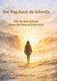 "Der Weg durch die Schwelle. Wie du dich befreist, bevor das Neue sichtbar wird. Corinna Heber." Eine Person, die in Sonnenlicht geht., Buch