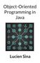 "Object-Oriented Programming in Java" oben, "Lucien Sina" unten, zentrale Illustration mit Java-Symbolen in der Mitte., Buch
