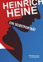 HEINRICH HEINE, EIN SELBSTPORTRÄT. Rote Silhouette auf blauem Hintergrund, Profilansicht., Buch