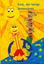 Text: "Intie, der lustige Sonnenstrahl", "Sabine Hoffmann", "LALA", "Tigi", "SUMI", "Bibu", "ACKER". Fröhliche Sonne mit Gesicht., Buch