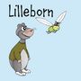 "Lilleborn" steht oben. Ein Cartoon-Tier trägt ein grünes Shirt, daneben schwebt eine fliegende grüne Kreatur., Buch