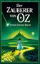„Der Zauberer von Oz“ von Lyman Frank Baum. Dorothy mit Hund auf gelbem Ziegelsteinweg, Stadt und Ballon im Hintergrund., Buch