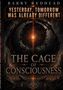 "Yesterday, Tomorrow Was Already Different. The Cage of Consciousness." Dunkler, futuristischer Hintergrund mit kreisförmigen Mustern., Buch