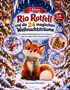 "1. Klasse, Rio Rotfell und die 24 magischen Weihnachtsträume, ab 6 Jahren." Ein niedlicher Fuchs im Schnee mit Lichterdeko., Buch
