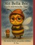 Der Text lautet: "Mit Bella Bee durch stürmische Tage" und "Für kleine Herzen mit großen Gefühlen". Illustration einer traurig aussehenden Biene mit Brille und Mütze im Regen., Buch