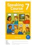 "Speaking Course 7 Step-by-step." Illustration von Personen im Gespräch. Sprechblasen, TV und Kreuz-Symbol. A1+ CEFR., Buch