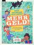 Titel und Untertitel über Geld und Gerechtigkeit, fröhliche Kinderfiguren und Tiere auf grünem Hintergrund mit Geldscheinen., Buch