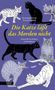 „Die Katze lässt das Morden nicht“ in gelber Schrift, mehrere Katzen auf lila Hintergrund, kriminelle Geschichten., Buch