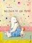 "Das Glück ist ein Punkt". Ein Eisbär in blauer Shorts sitzt neben einem Kind mit Buch vor buntem Hintergrund., Buch